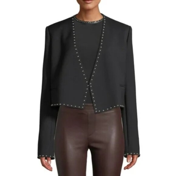 Helmut Lang Womens Studded Blazer Jacket Black 12 - Picture 3 of 13